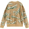 Plane Graphic Sweater, Beige - Sweaters - 2 - thumbnail