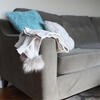 Cotton Waffle Knit Blanket with Faux Pom Poms, Soft Grey - Blankets - 2