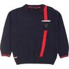 Stripe Logo Sweater, Navy - Sweaters - 1 - thumbnail