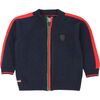 Striped Knit Cardigan, Navy - Cardigans - 1 - thumbnail
