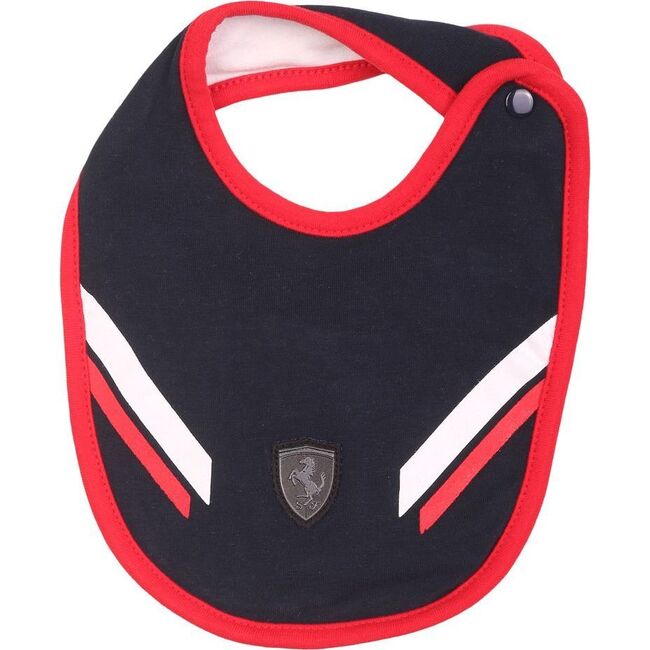 Striped Logo Bib, Navy - Bibs - 1