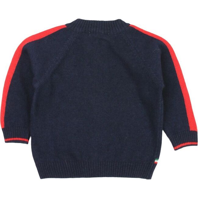 Striped Knit Cardigan, Navy - Cardigans - 2