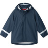 Lampi Waterproof Raincoat with Detachable Hood and Reflective Panels, Navy - Jackets - 1 - thumbnail