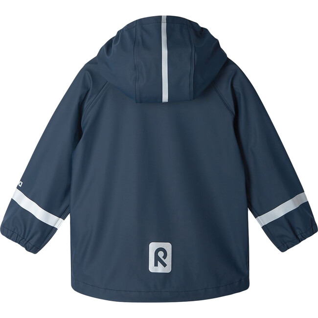 Lampi Waterproof Raincoat with Detachable Hood and Reflective Panels, Navy