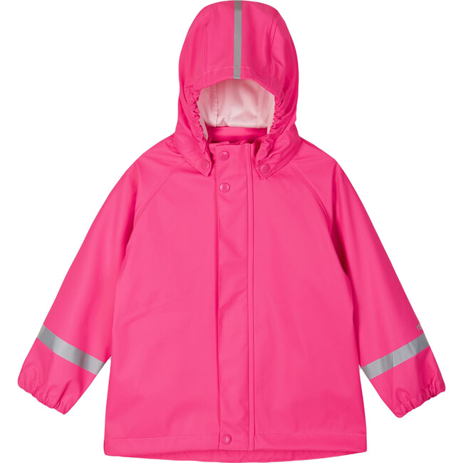 Lampi Waterproof Raincoat with Detachable Hood and Reflective Panels, Pink