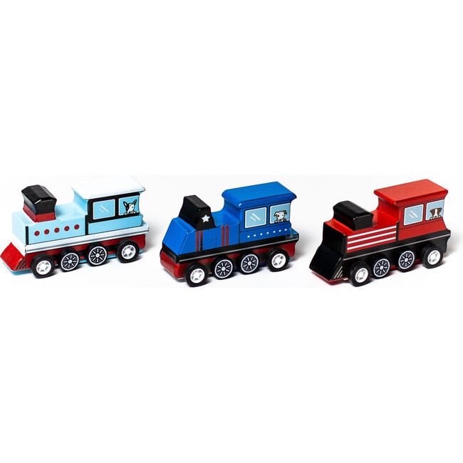 Pull Back Trains, Set of 3 - Woodens - 1