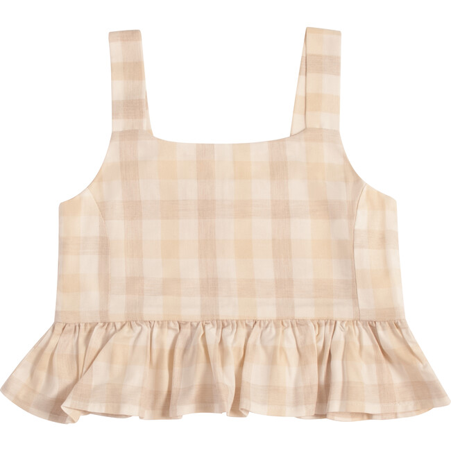 Dreamy Girls Top, Beige Vichy - Blouses - 1