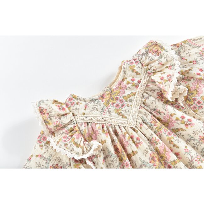 Lara Cream Flowers, Off White - Dresses - 4