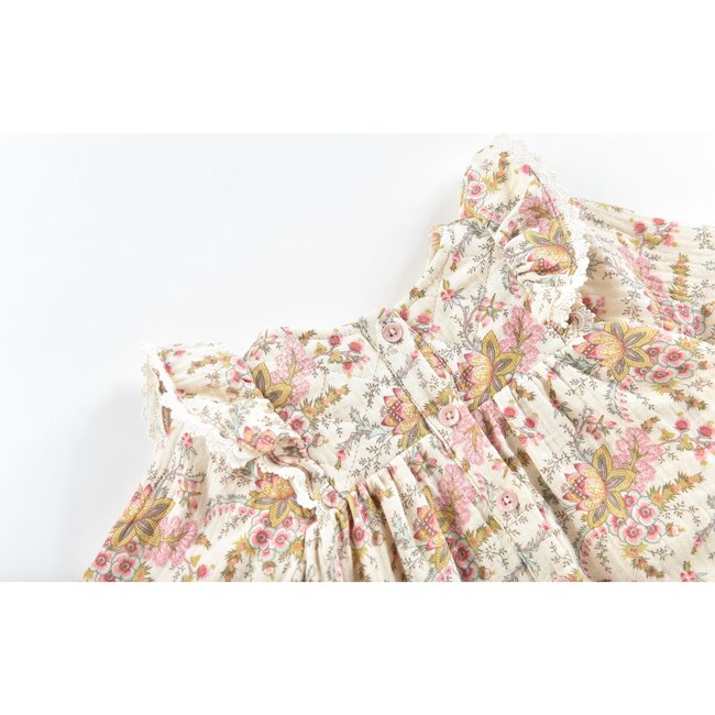 Lara Cream Flowers, Off White - Dresses - 5