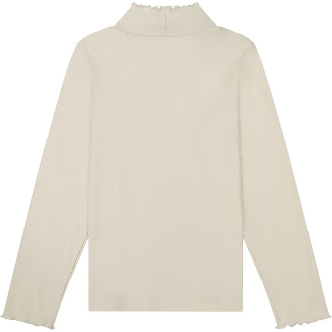 Pima Cotton Ruffle Mock Neck, Cream - Shirts - 3