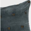 Embroidered Star Pillow, Dark Grey Cotton Velvet - Pillows - 3