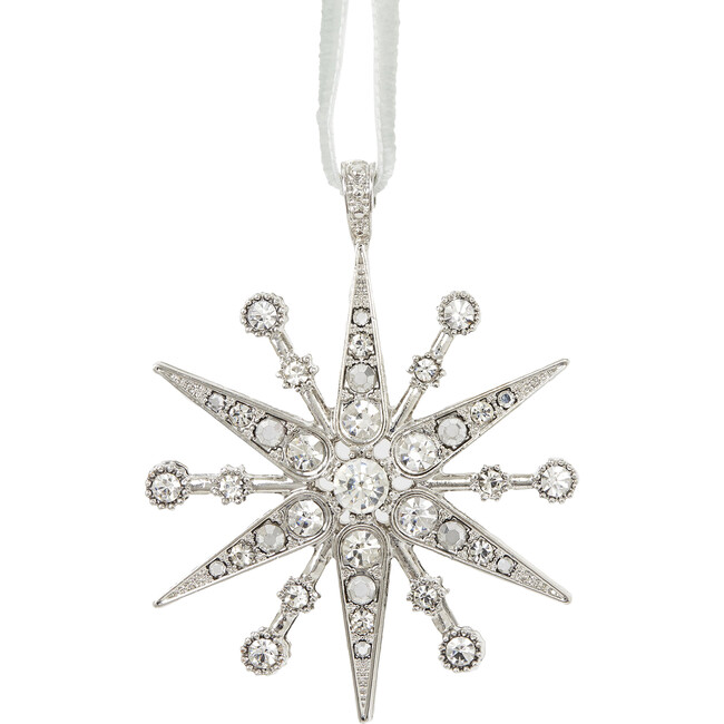 Deco Snowflake Hanging Ornament, Crystal