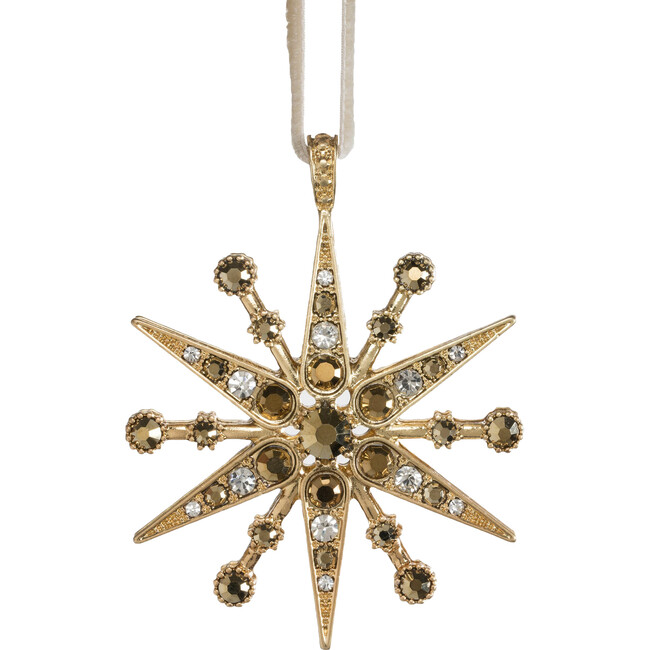 Deco Snowflake Hanging Ornament, Gold