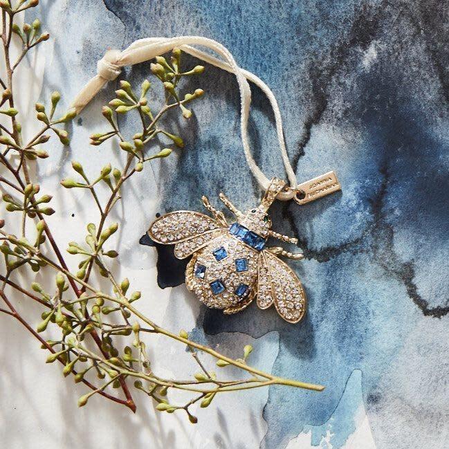 Classic Bee Hanging Ornament, Sapphire