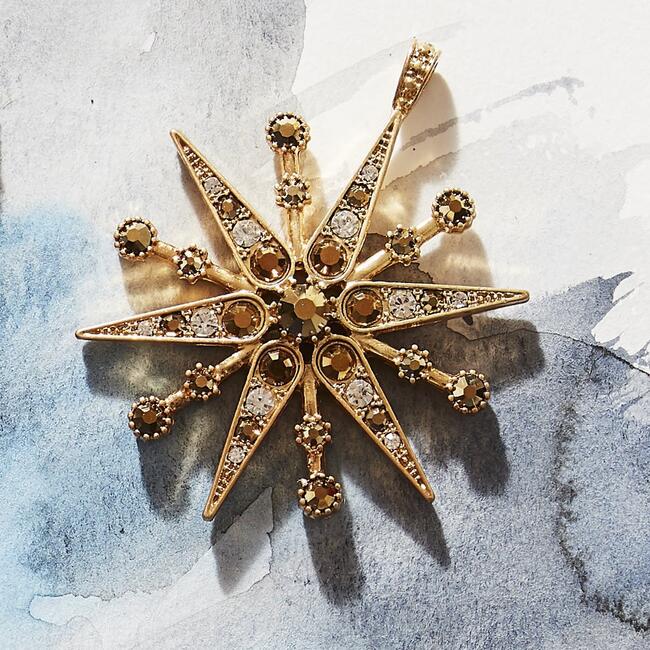 Deco Snowflake Hanging Ornament, Gold - Ornaments - 3