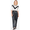 Women's Cady Stretch Knit Top, Ecru/Black - Sweaters - 2