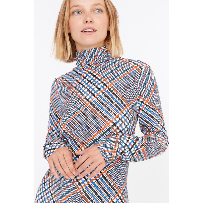 Women's Letta Dress, Hand Drawn Plaid Ecru Multi - Dresses - 3