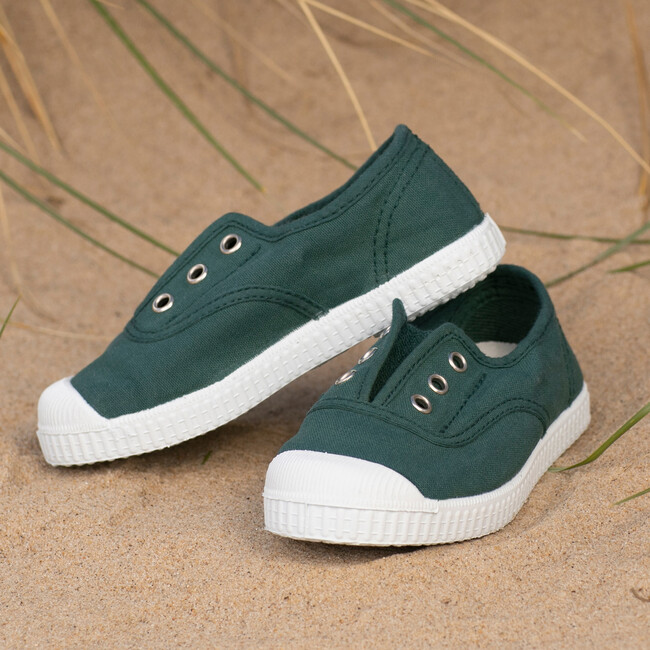 Plum Canvas Sneakers, Forest Green - Sneakers - 3