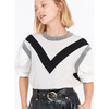 Women's Cady Stretch Knit Top, Ecru/Black - Sweaters - 5