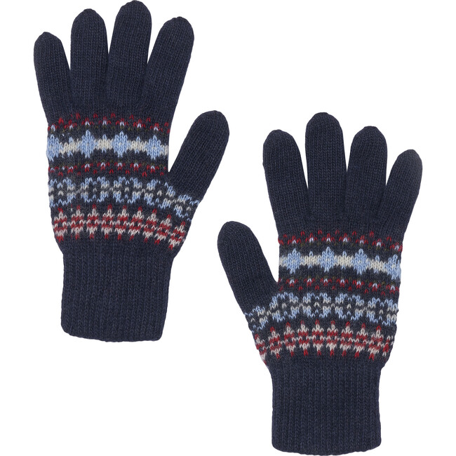 Childrens Fairisle Gloves, Navy Fairisle