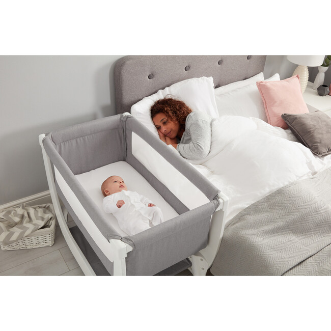 Shnuggle Air Bedside Sleeper Infant Crib, Dove Grey - Cribs - 6