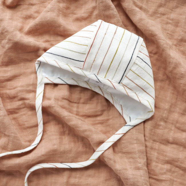 Sunset Stripe Linen Bonnet - Hats - 3