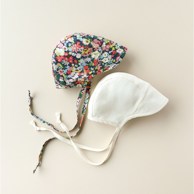 *Exclusive* Brimmed Wild Poppy + Ivory Linen Bonnet Set - Hats - 5