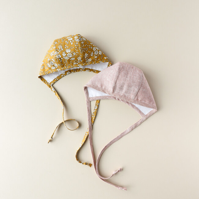 *Exclusive* Buttercup Bonnet + Blush Linen Bonnet Set - Hats - 5