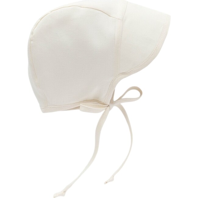 Brimmed Ivory Linen Bonnet - Hats - 1