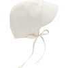 Brimmed Ivory Linen Bonnet - Hats - 1 - thumbnail