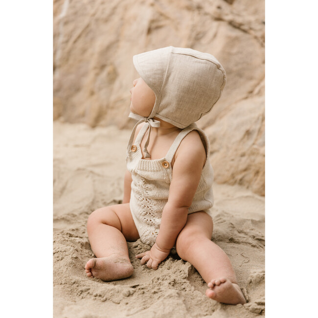 Brimmed Sand Linen Bonnet - Hats - 3