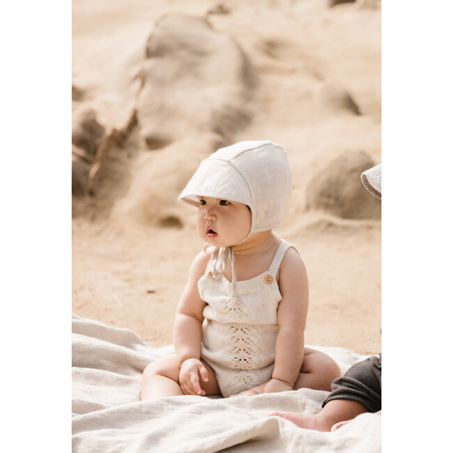 Brimmed Sand Linen Bonnet - Hats - 4