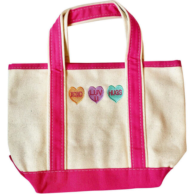Candy Hearts Valentine Tote Bag, Pink
