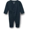 Ribbed Baby Kimono Jumpsuit, Navy - Rompers - 1 - thumbnail