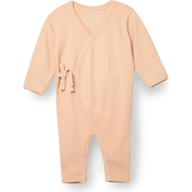 Ribbed Baby Kimono Jumpsuit, Blush Pink - Rompers - 1
