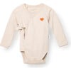 Baby Kimono Body with Heart Embroidery, Sand - Onesies - 1 - thumbnail