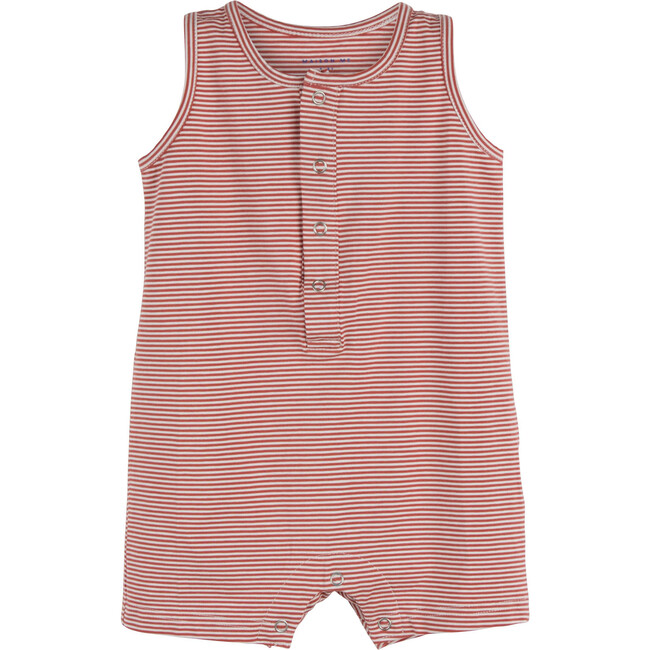 Enzo Shorts Romper, Dusty Red Stripe