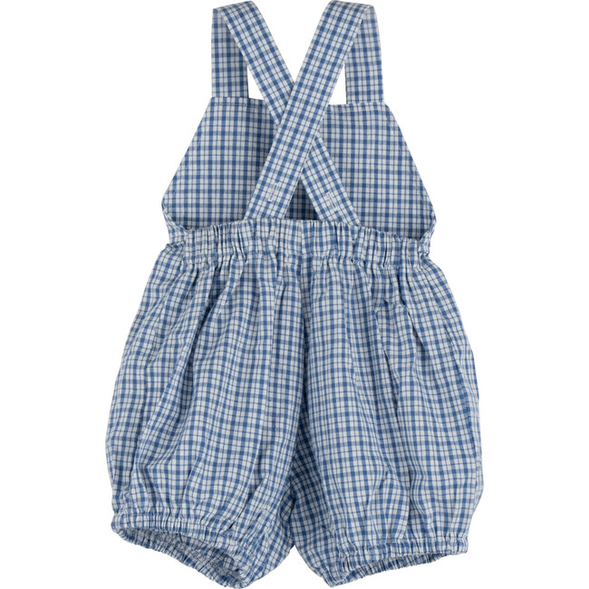 Miki Overall Romper, Blue Check