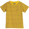 Avery Striped Pocket Tee, Mustard & Grey Stripe - Shirts - 1 - thumbnail