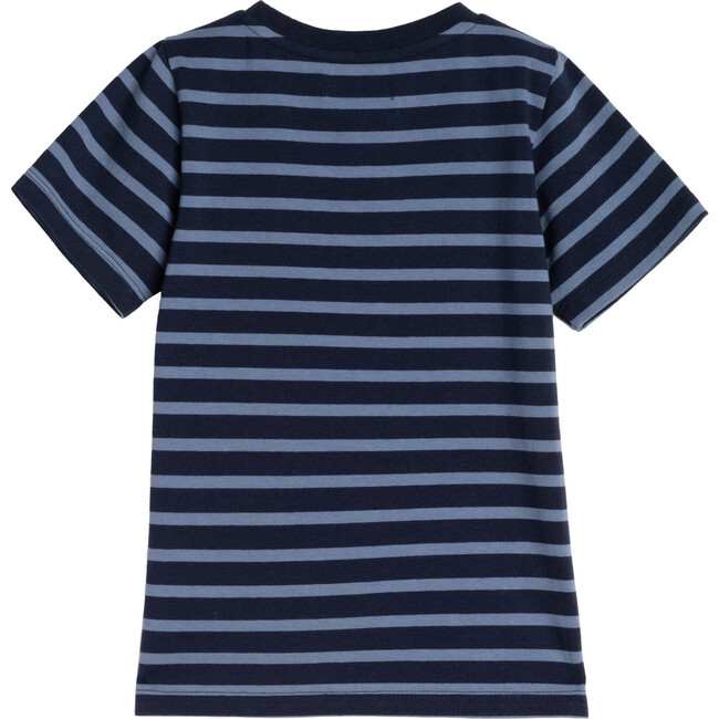 Avery Striped Pocket Tee, Navy & Storm Blue Stripe - Shirts - 2