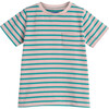 Avery Striped Pocket Tee, Pink & Teal Stripe - Shirts - 1 - thumbnail
