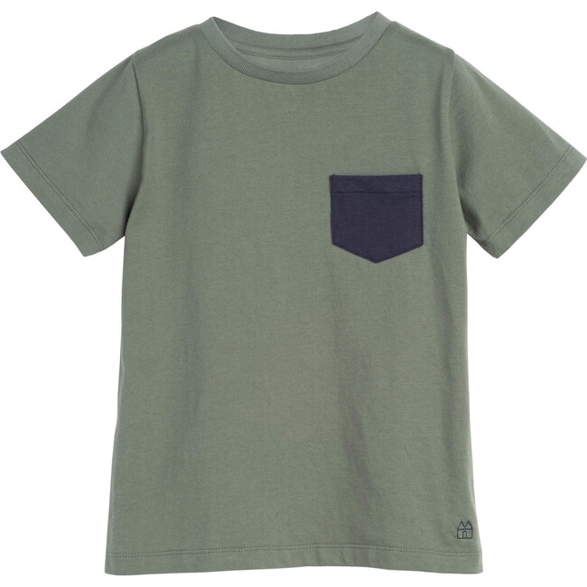 Avery Contrast Pocket Tee, Dusty Olive - Shirts - 1