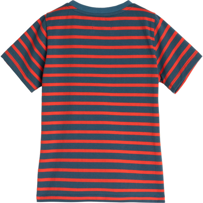 Avery Striped Pocket Tee, Marine & Red Stripe - Shirts - 3