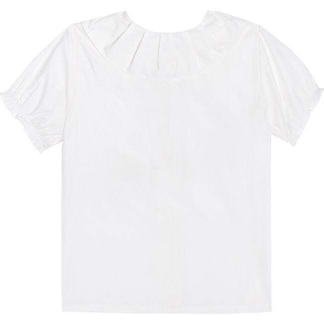 Lily Short Sleeve Ruffle Collar Blouse, White - Blouses - 2