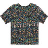 Lily Short Sleeve Ruffle Collar Blouse, Midnight Flowers & Rabbits - Blouses - 2
