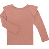 Romy Ruffle Shoulder Waffle Top, Dusty Rose - Shirts - 1 - thumbnail