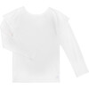 Romy Ruffle Shoulder Waffle Top, White - Shirts - 1 - thumbnail