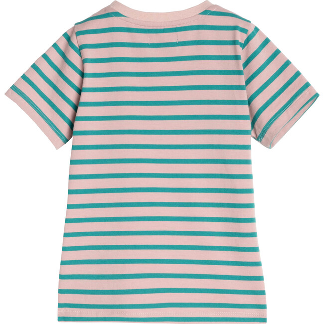 Avery Striped Pocket Tee, Pink & Teal Stripe - Shirts - 3
