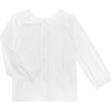 Sienna Long Sleeve Pleated Collar Blouse, White - Blouses - 1 - thumbnail