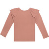 Romy Ruffle Shoulder Waffle Top, Dusty Rose - Shirts - 2